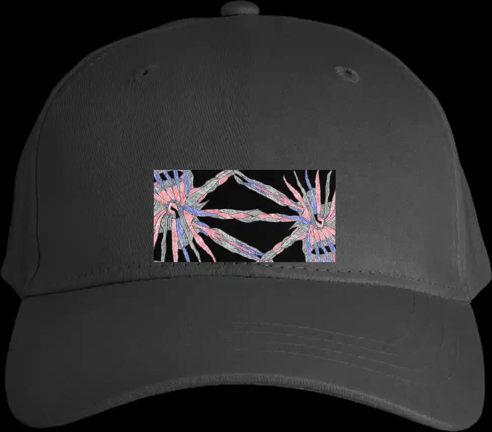 Abstract twisted sunburst pattern in red, blue, grey-Classic Dad Hat