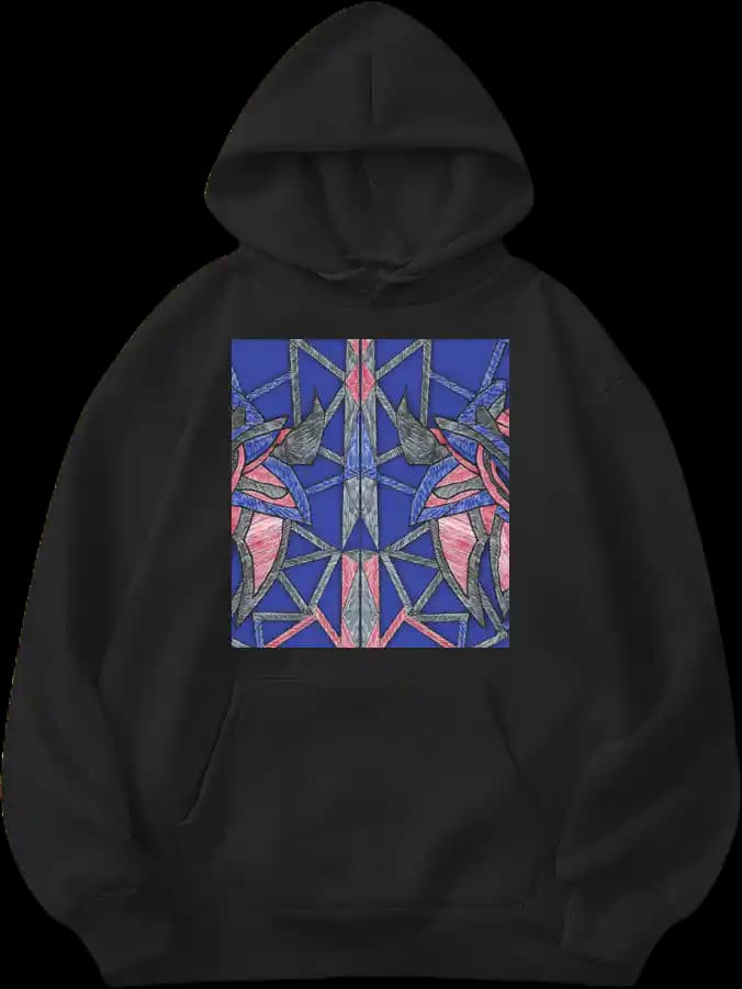 Geometric Wings of Strength in Red and Blue-Unisex Hoodie